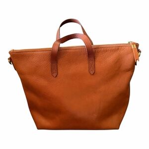 Madewell Structured Leather Tote Bag Carryall Congac Brown Minimalist Work Boho